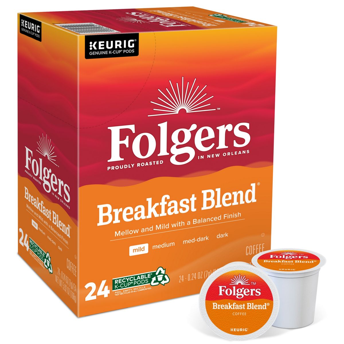 Folgers Breakfast Blend Coffee K-Cup Pods