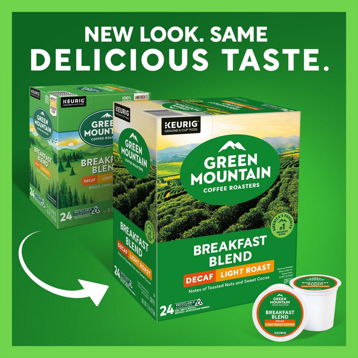 Green Mountain Coffee Roasters Breakfast Blend Decaf Coffee K-Cup Pods
