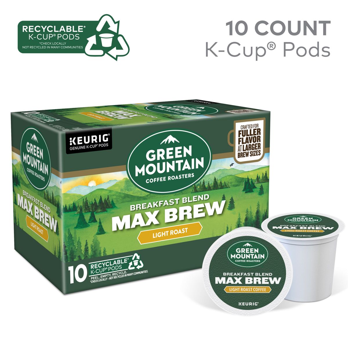 Green Mountain Coffee Roasters Breakfast Blend Max Brew Coffee K-Cup Pods