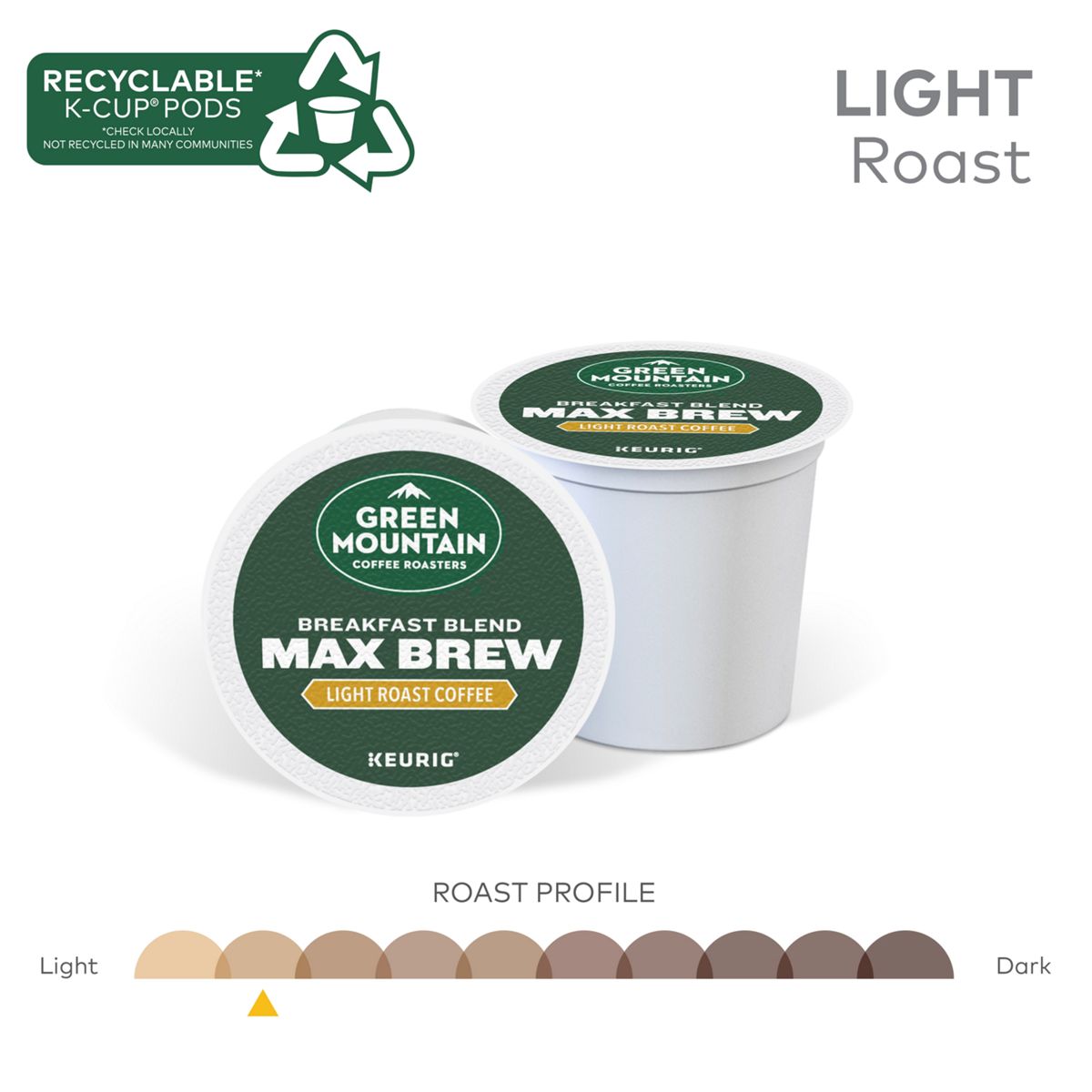 Green Mountain Coffee Roasters Breakfast Blend Max Brew Coffee K-Cup Pods