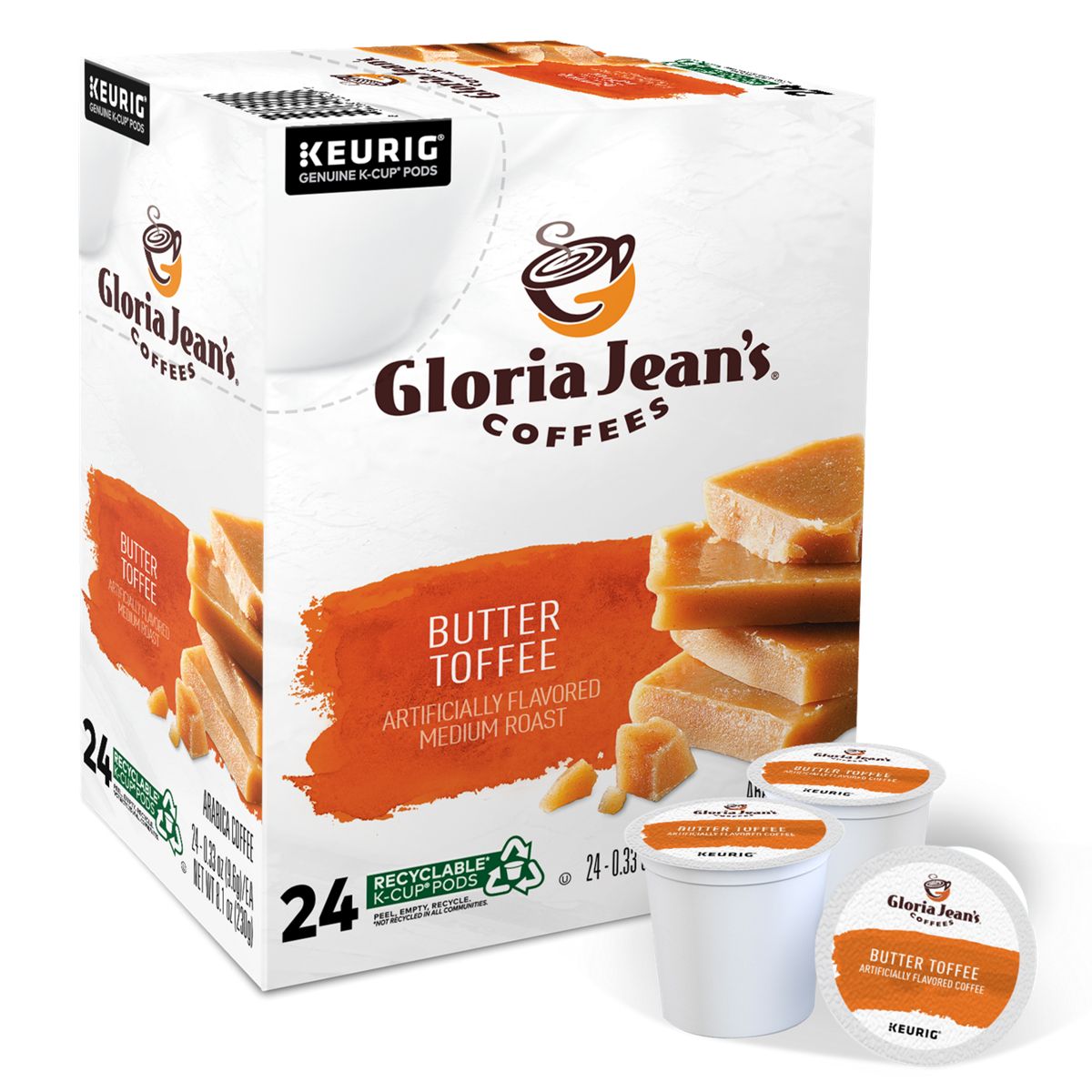 Gloria Jean's Butter Toffee Coffee K-Cup Pods