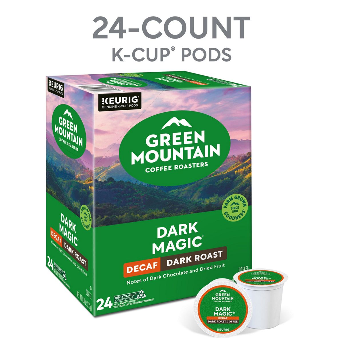 Green Mountain Coffee Roasters Dark Magic Decaf Coffee K-Cup Pods