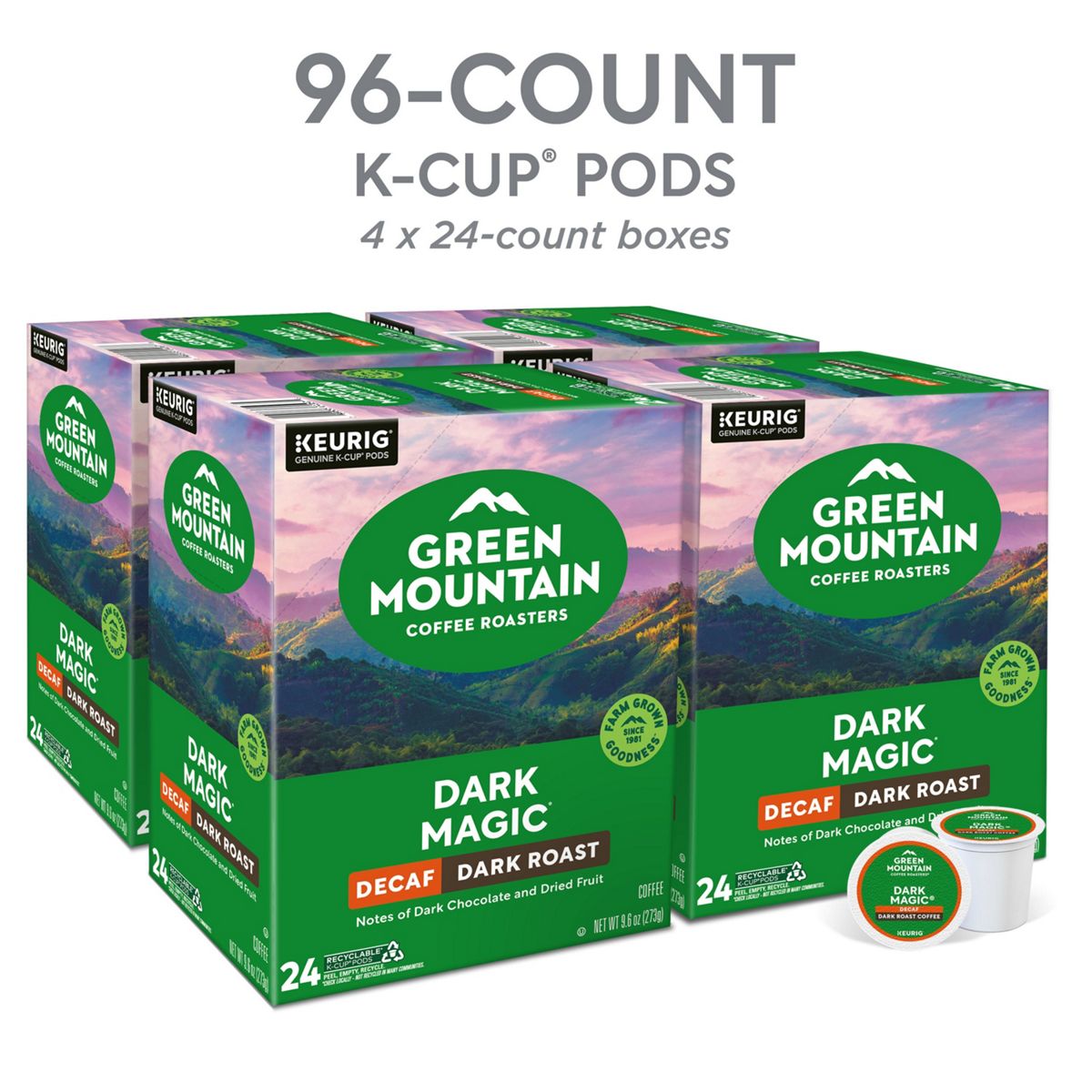 Green Mountain Coffee Roasters Dark Magic Decaf Coffee K-Cup Pods