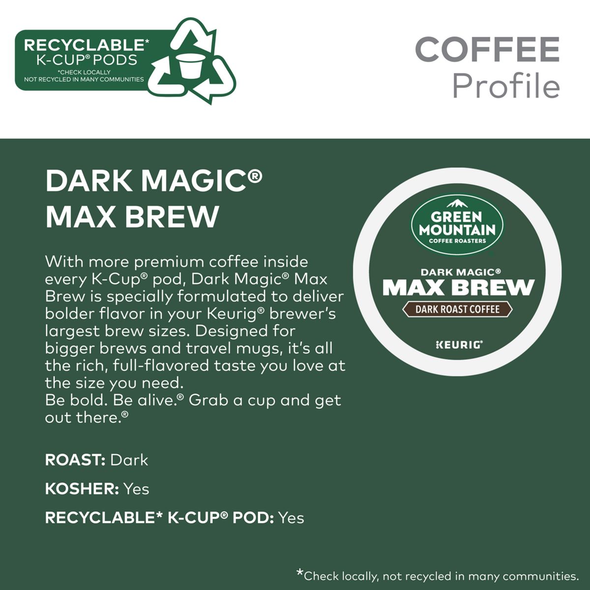 Green Mountain Coffee Roasters Dark Magic Max Brew Coffee K-Cup Pods