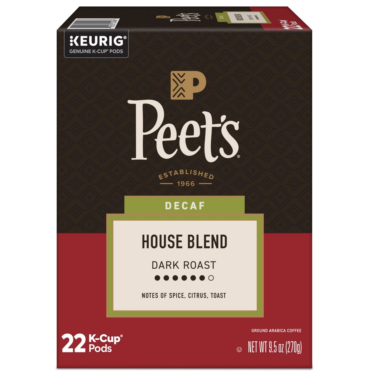 Peet's Coffee Decaf House Blend Coffee K-Cup Pods