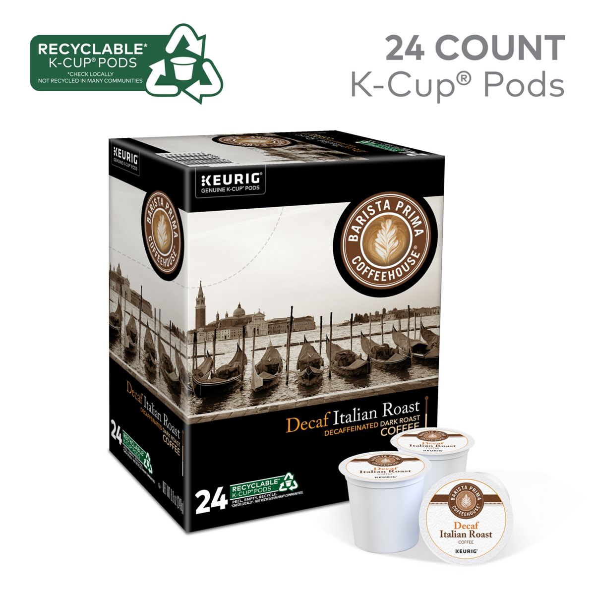 Barista Prima Coffeehouse Decaf Italian Roast Coffee K-Cup Pods