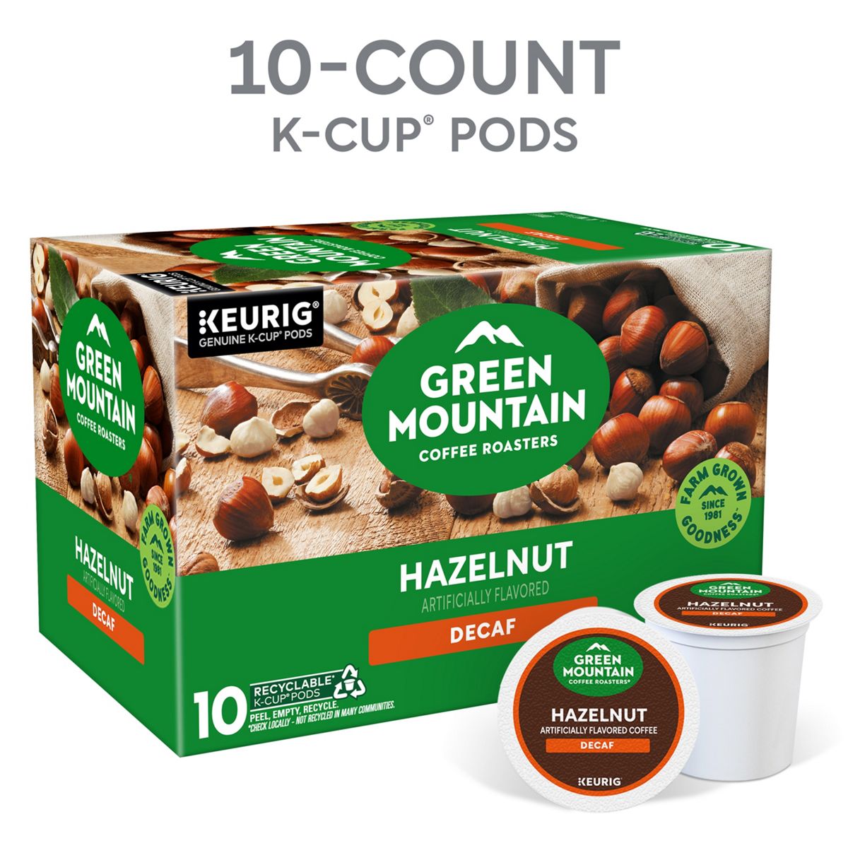 Green Mountain Coffee Roasters Hazelnut Decaf Coffee K-Cup Pods