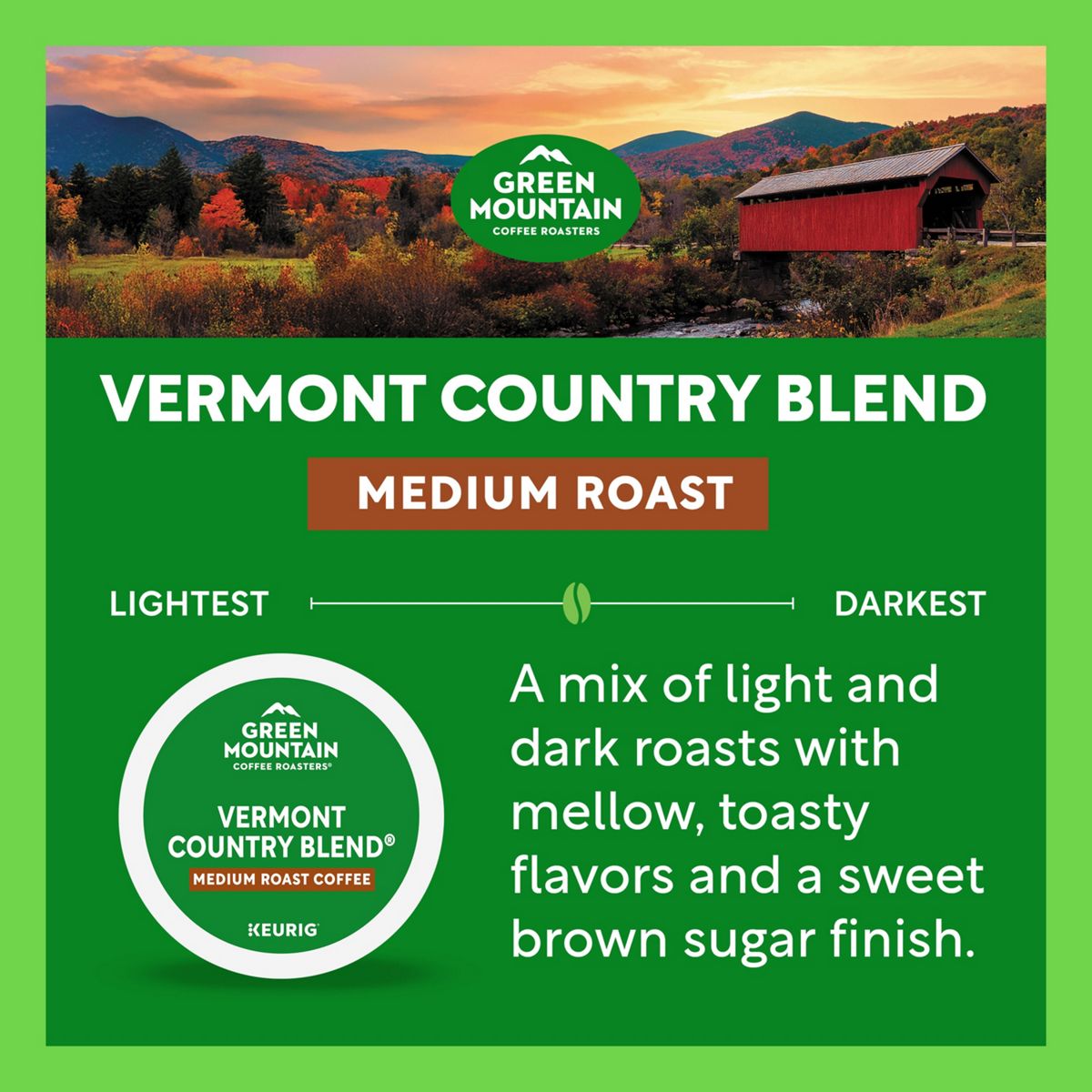 Green Mountain Coffee Roasters Vermont Country Blend Coffee K-Cup Pods
