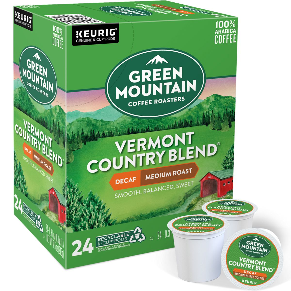 Green Mountain Coffee Roasters Vermont Country Blend Decaf Coffee K-Cup Pods
