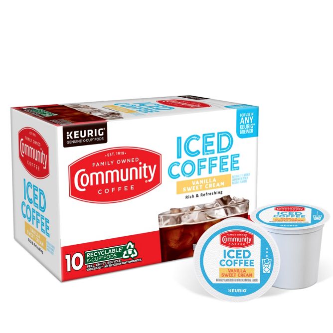 Community Coffee Iced Vanilla Sweet Cream Coffee K-Cup Pods