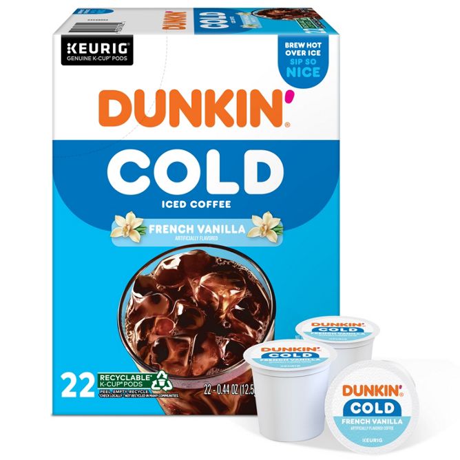 Dunkin Coffee Cold French Vanilla K-Cup Pods