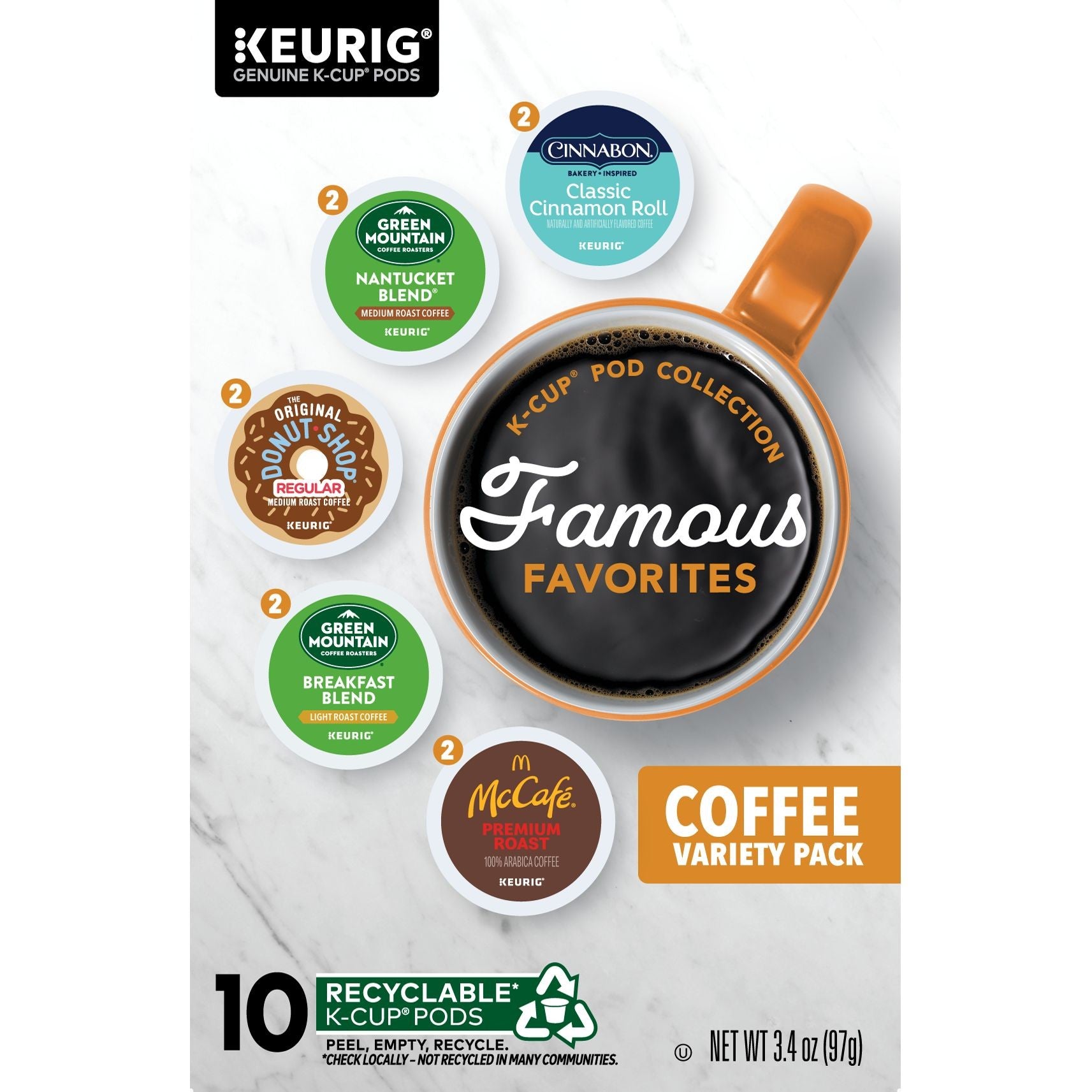 Keurig Famous Favorites Variety Pack, 10ct K-Cup Pods