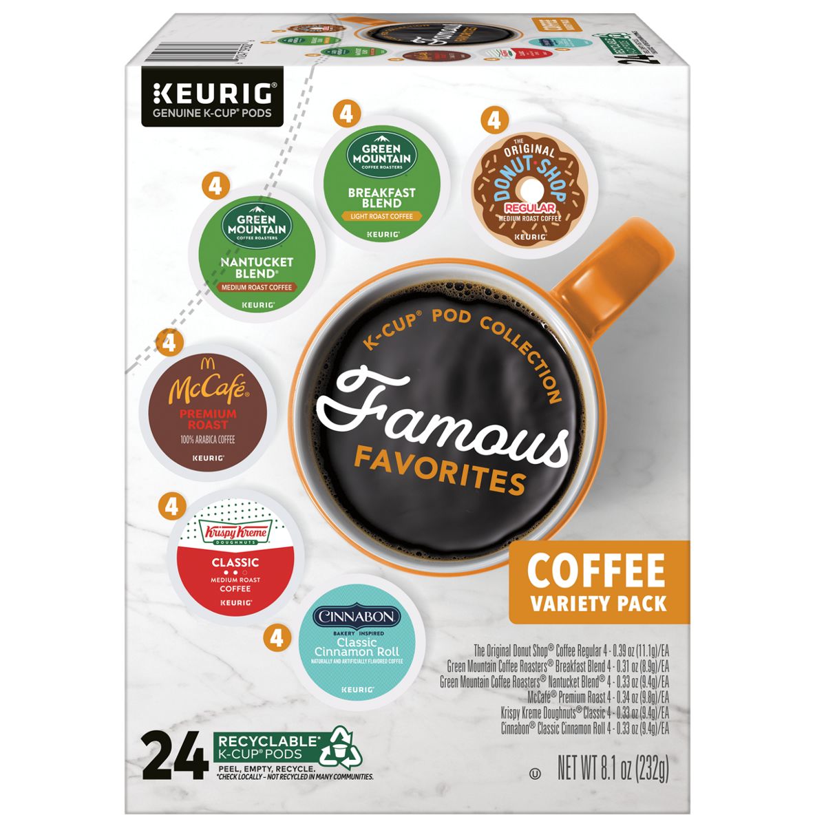 Keurig Famous Favorites Variety Pack, 24ct K-Cup Pods