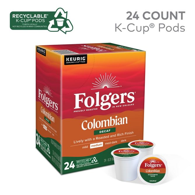 Folgers Coffee Colombian Coffee (DECAF) K-Cup Pods