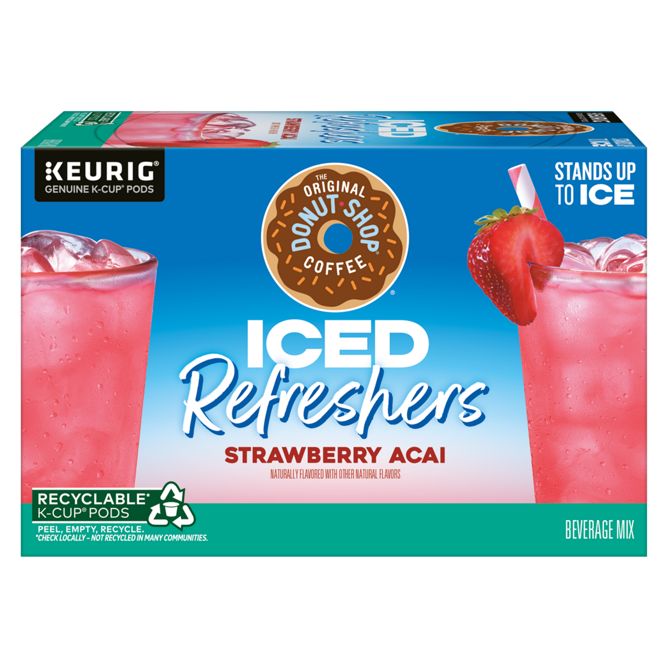 The Original Donut Shop Coffee Iced Refreshers Straw Acai K-Cup Pods