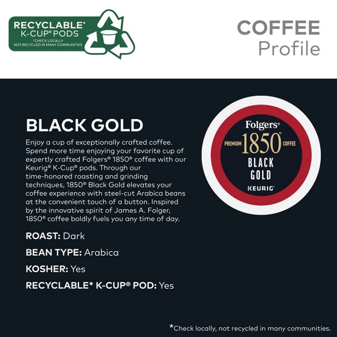 1850 Brand Coffee Black Gold K-Cup Pods
