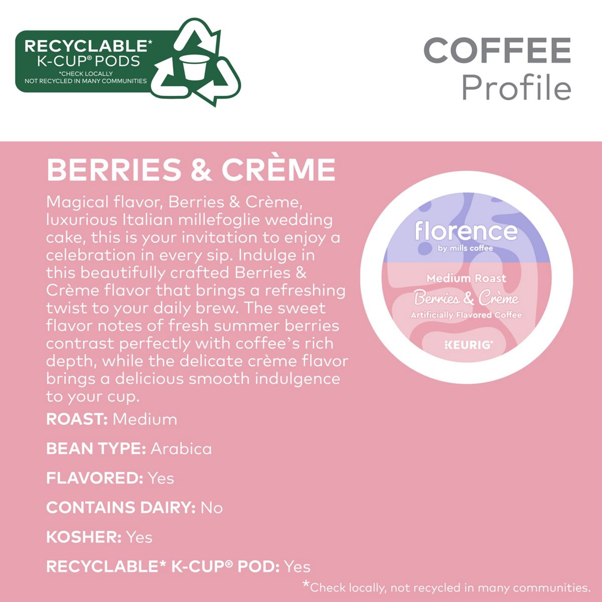 Florence by Mills Coffee Berries and Creme Coffee K-Cup Pods