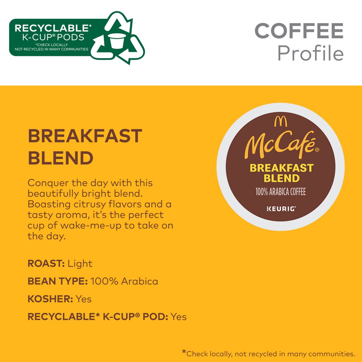 McCafe Breakfast Blend Coffee K-Cup Pods