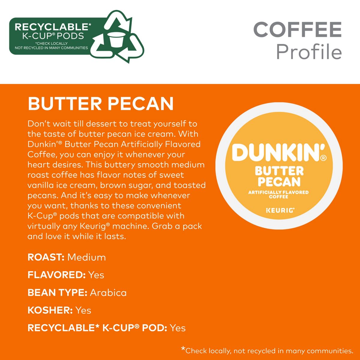 Dunkin' Butter Pecan Coffee K-Cup Pods
