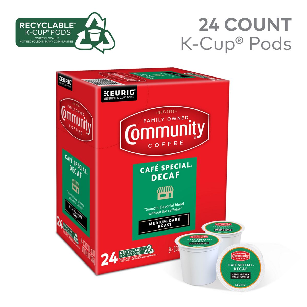 Community Coffee Cafe Special Decaf Coffee K-Cup Pods