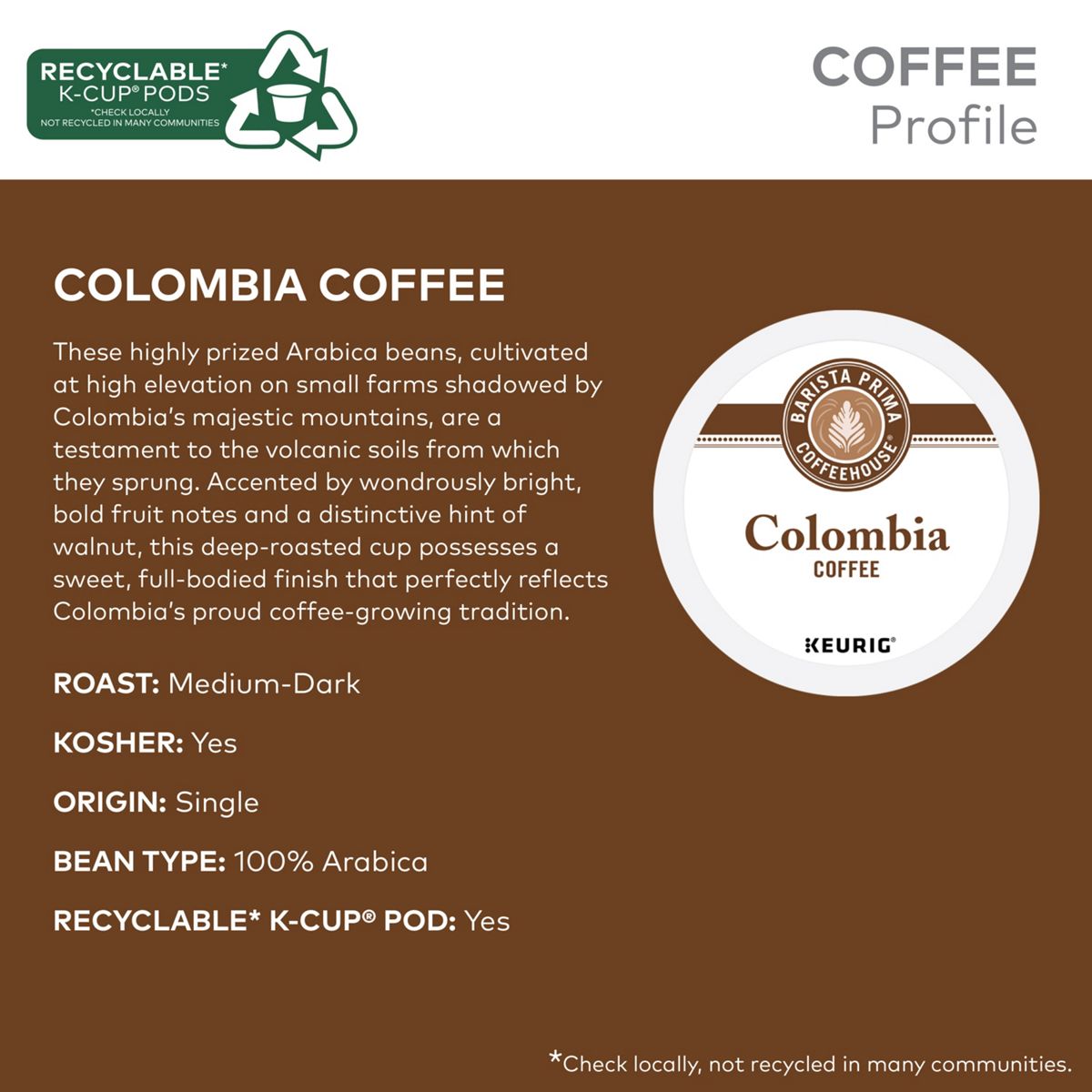 Barista Prima Coffeehouse Colombia Coffee K-Cup Pods