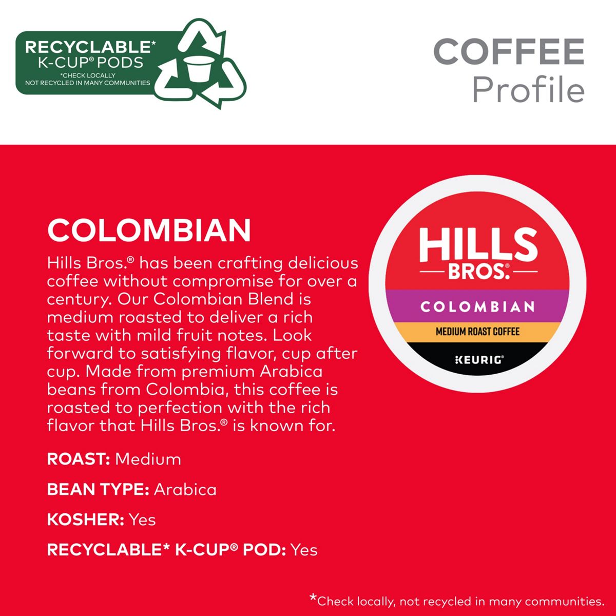 Hills Bros. Colombian Coffee K-Cup Pods