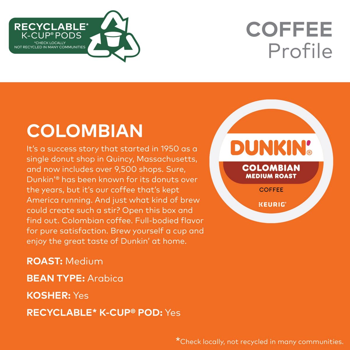 Dunkin' Colombian Coffee K-Cup Pods