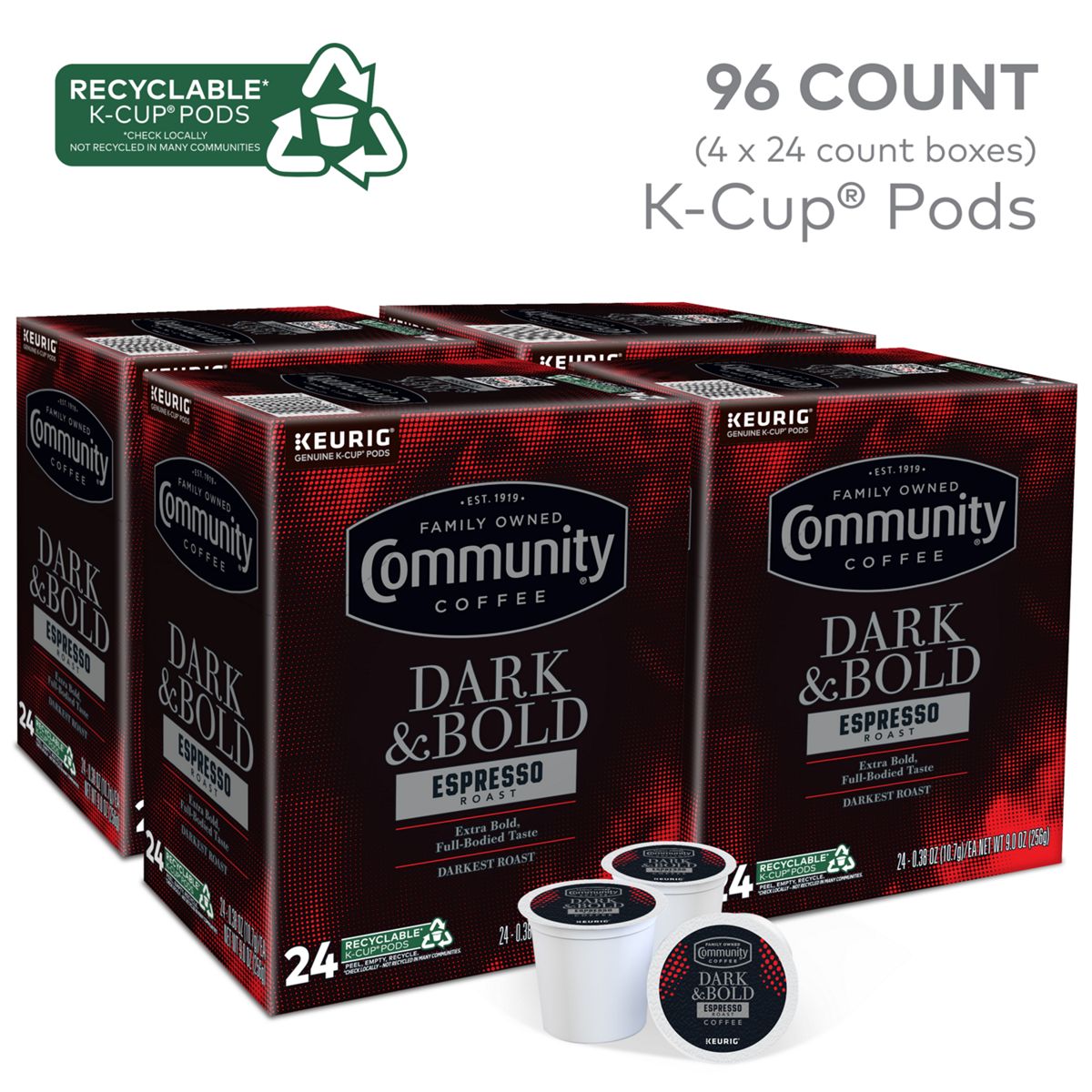 Community Coffee Dark & Bold Espresso K-Cup Pods