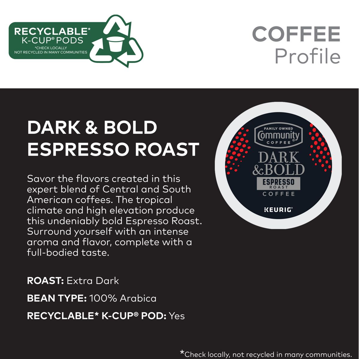 Community Coffee Dark & Bold Espresso K-Cup Pods