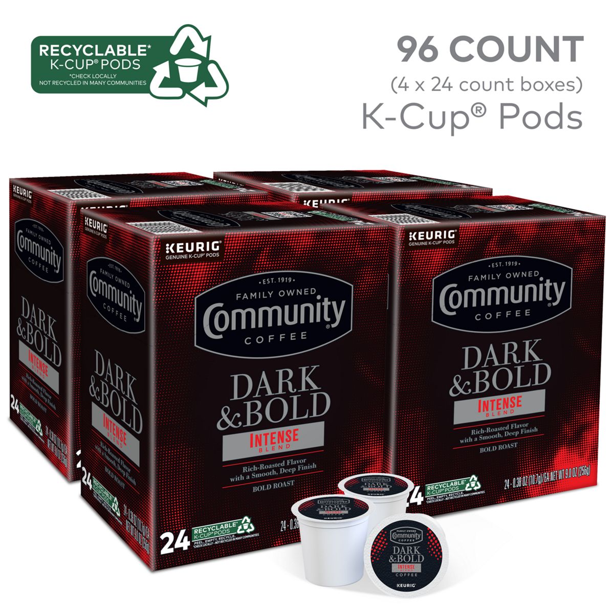 Community Coffee Dark & Bold Intense Coffee K-Cup Pods