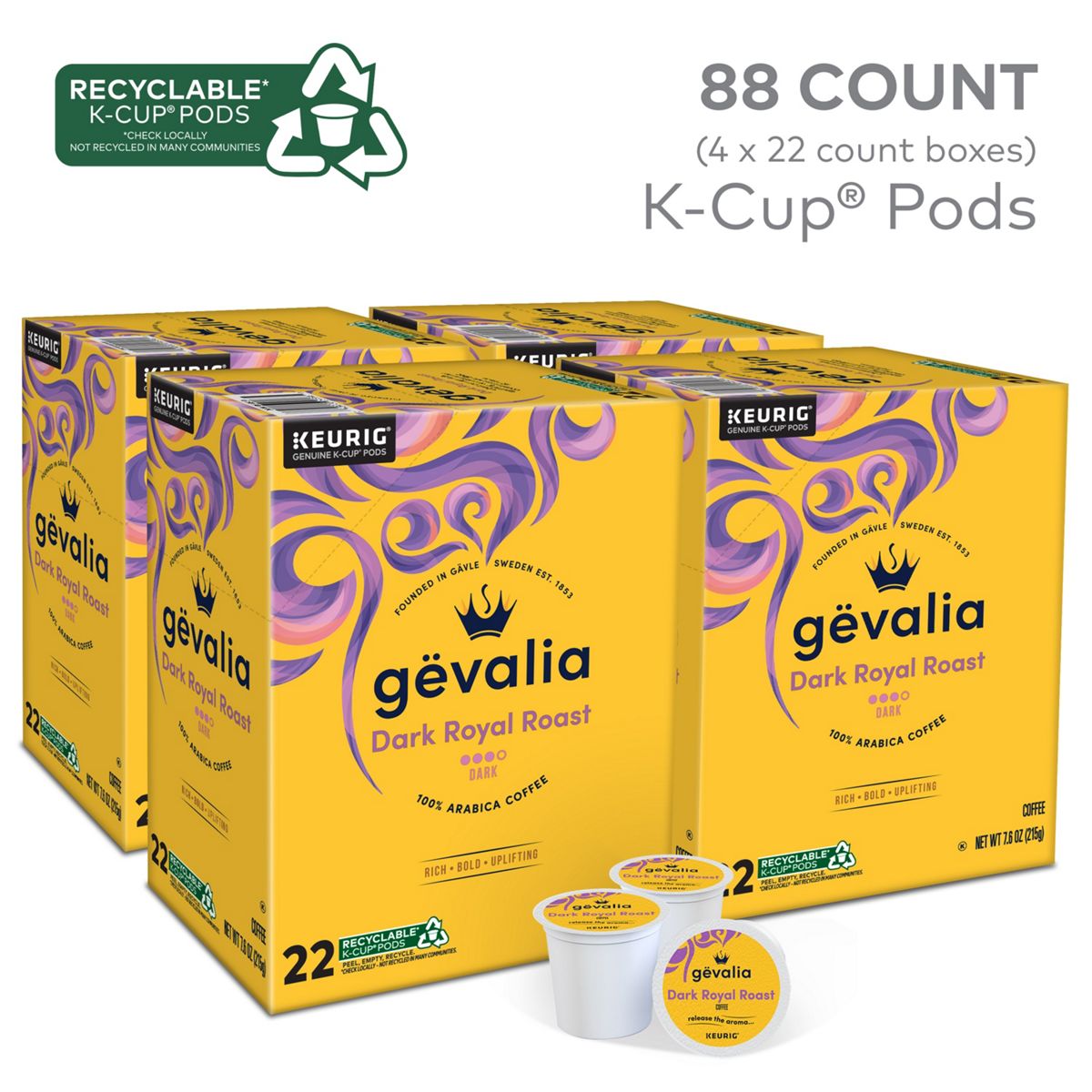 GEVALIA Dark Royal Roast Coffee K-Cup Pods