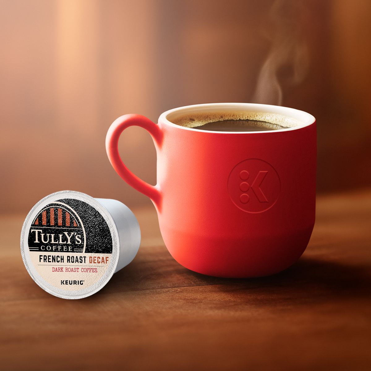 Tully's French Roast Decaf Extra Bold Coffee K-Cup Pods