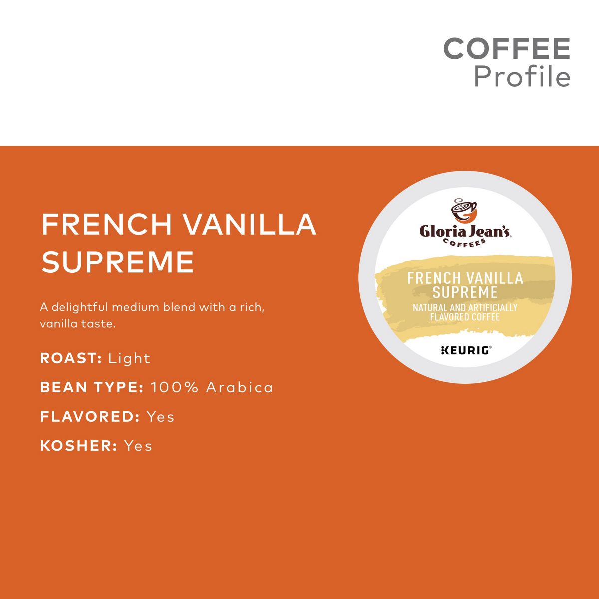Gloria Jean's French Vanilla Supreme Coffee K-Cup Pods