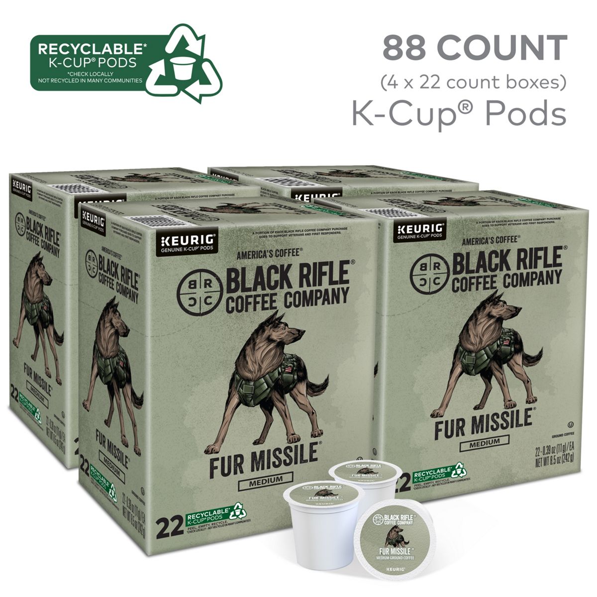 Black Rifle Coffee Company Fur Missile Coffee K-Cup Pods