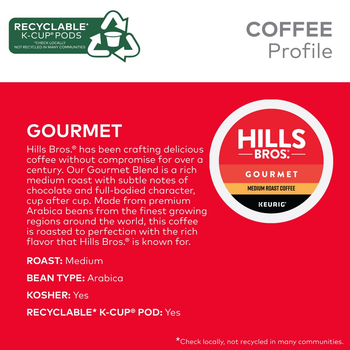Hills Bros. Gourmet Coffee K-Cup Pods