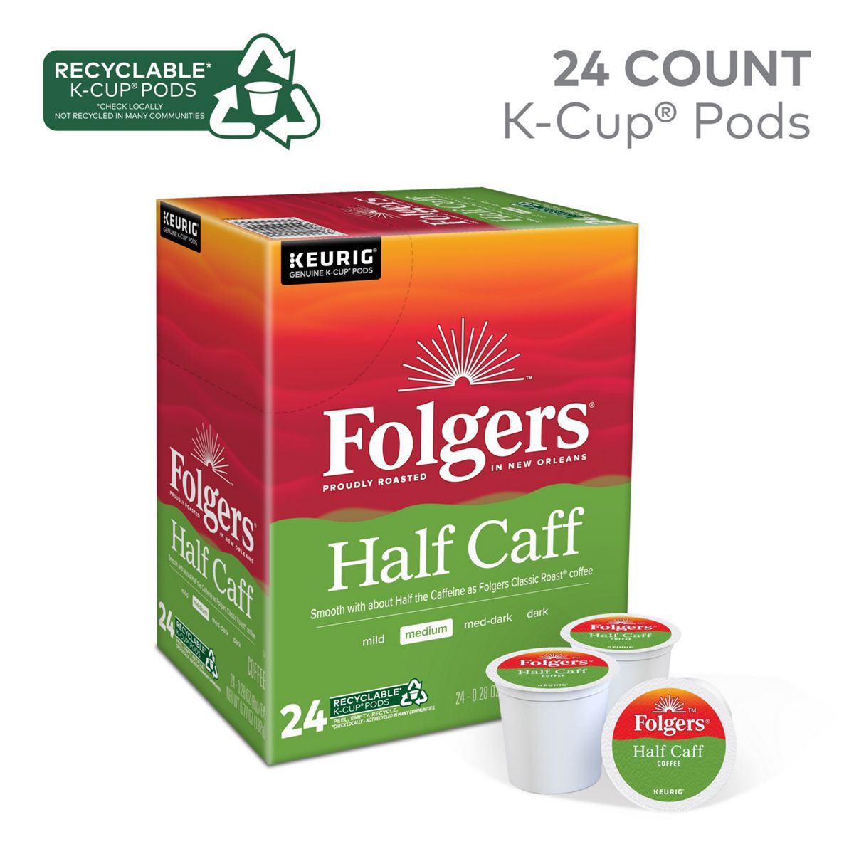 Folgers 1/2 Caff Coffee K-Cup Pods