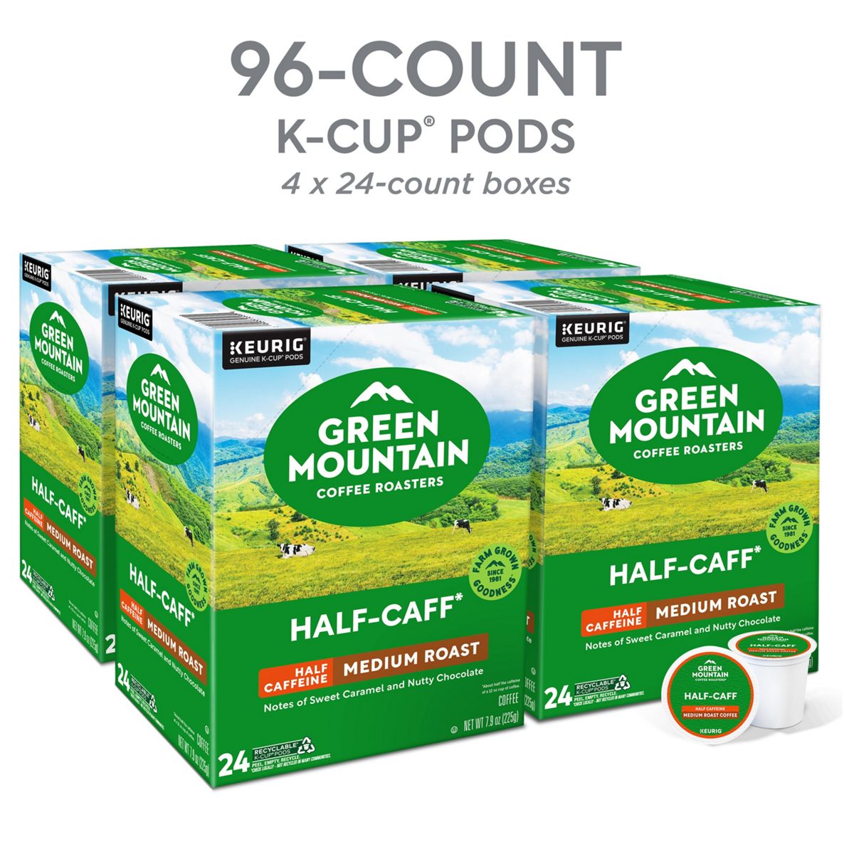 Green Mountain Coffee Roasters Half-Caff Coffee K-Cup Pods