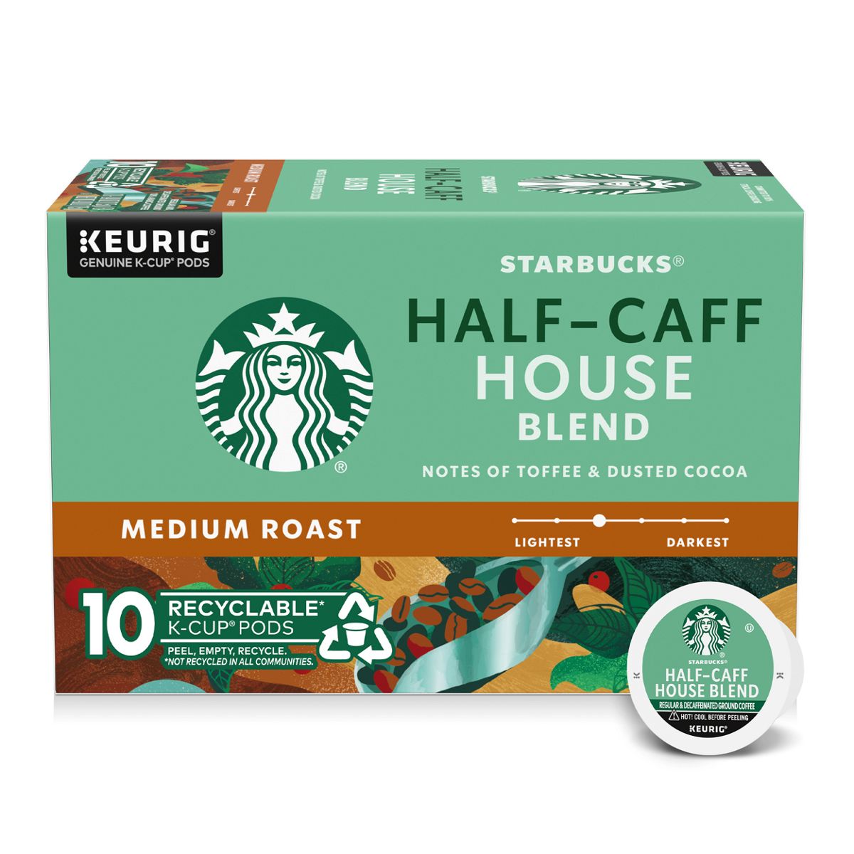 Starbucks Half-Caff House Blend Coffee K-Cup Pods