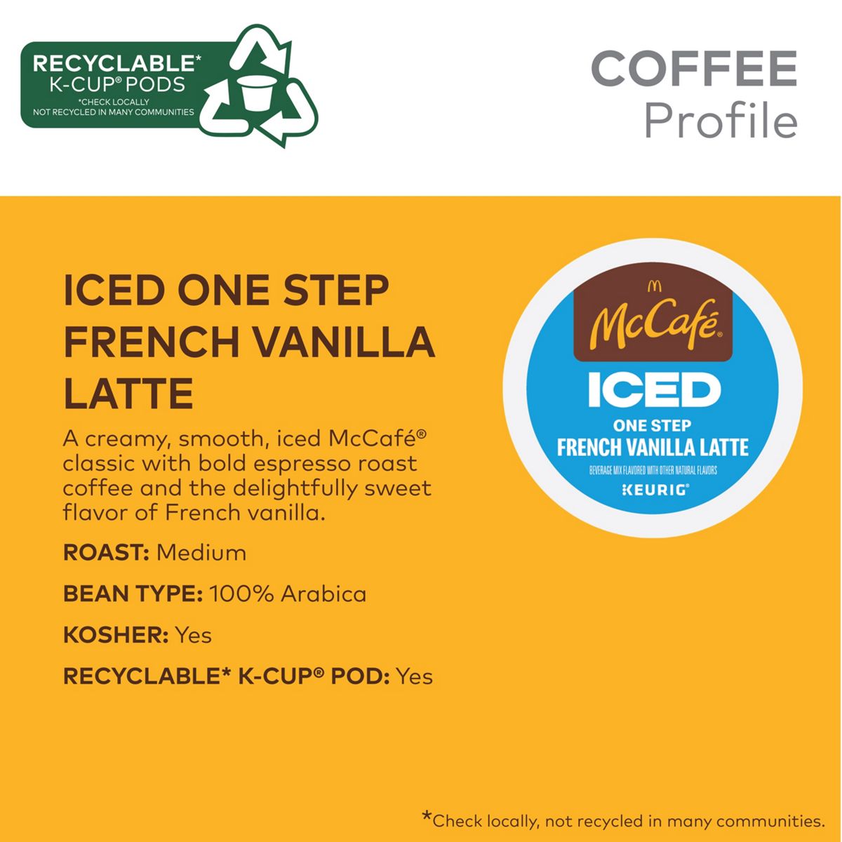 McCafe ICED French Vanilla Latte K-Cup Pods
