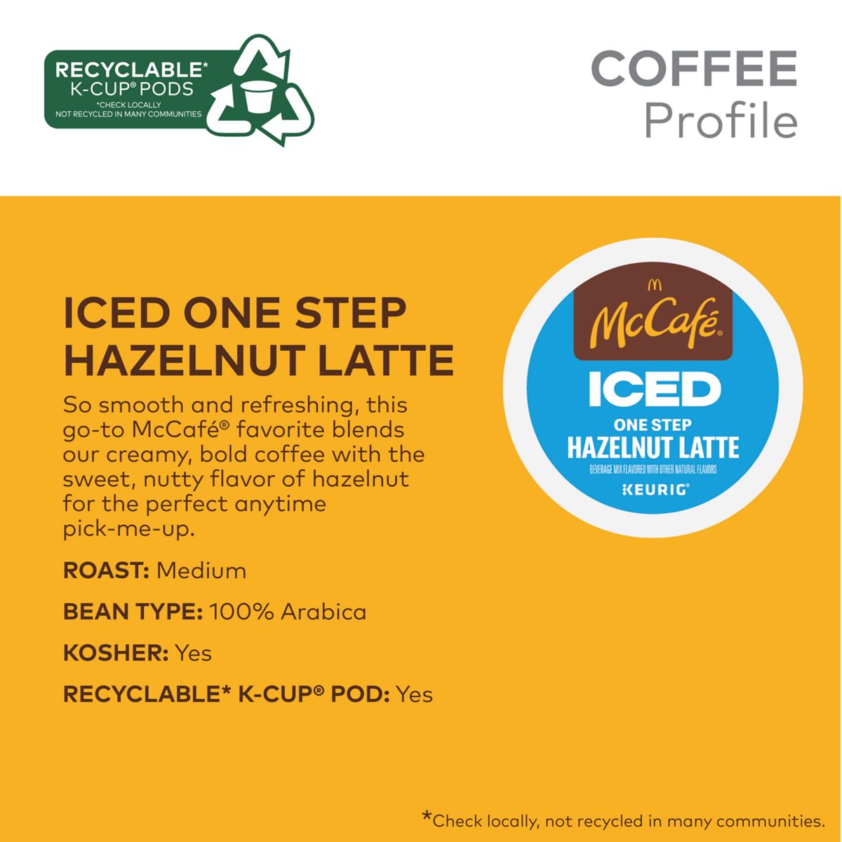 McCafe ICED Hazelnut Latte K-Cup Pods