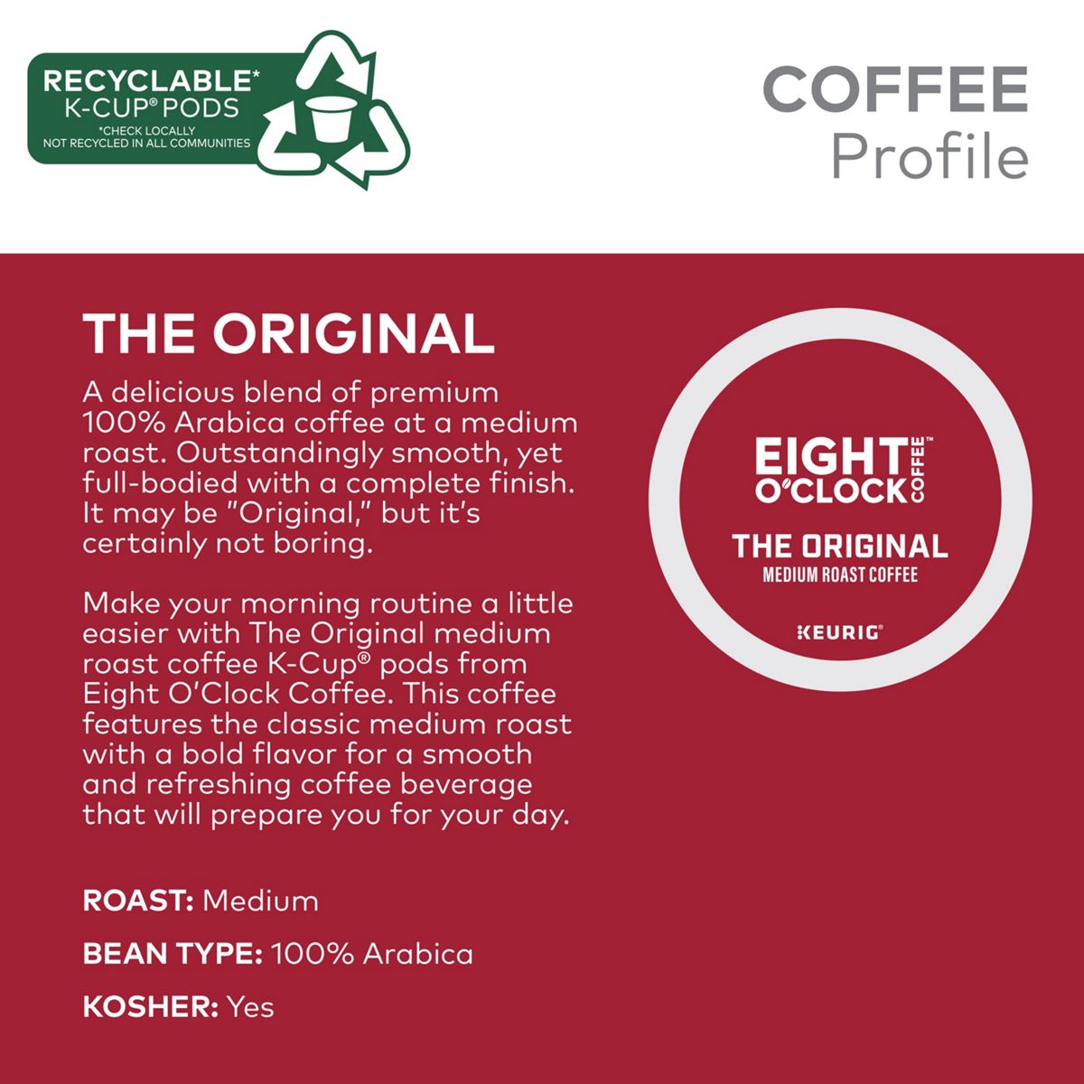 Eight O'Clock The Original Coffee K-Cup Pods