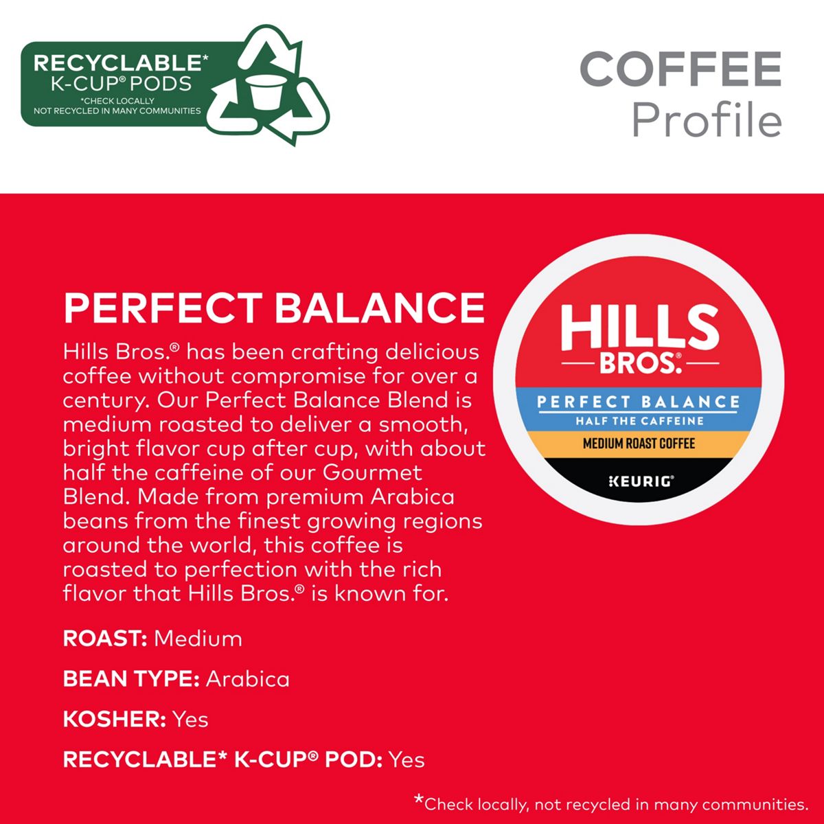 Hills Bros. Perfect Balance Coffee K-Cup Pods