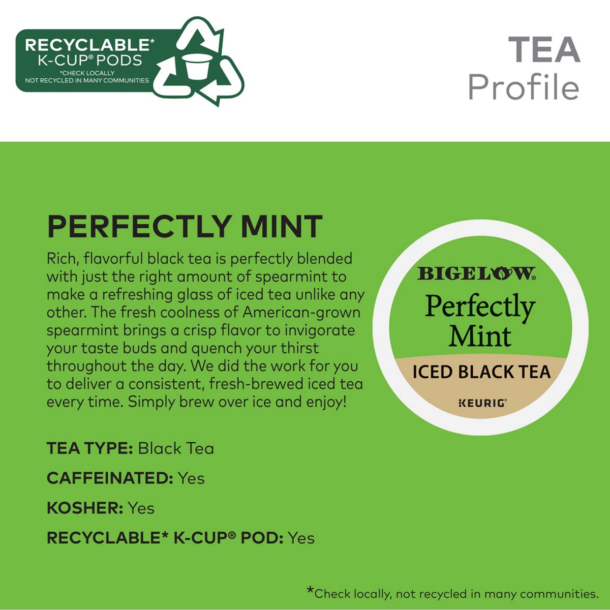 Bigelow Perfectly Mint Iced Black Tea K-Cup Pods