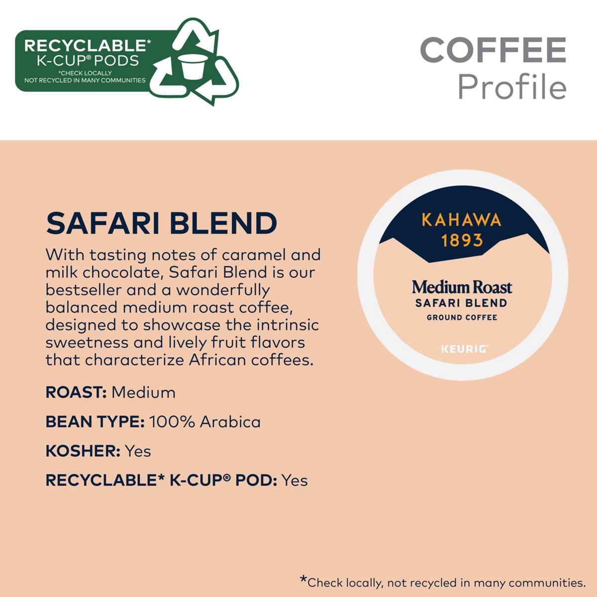 Kahawa 1893 Safari Blend Coffee K-Cup Pods