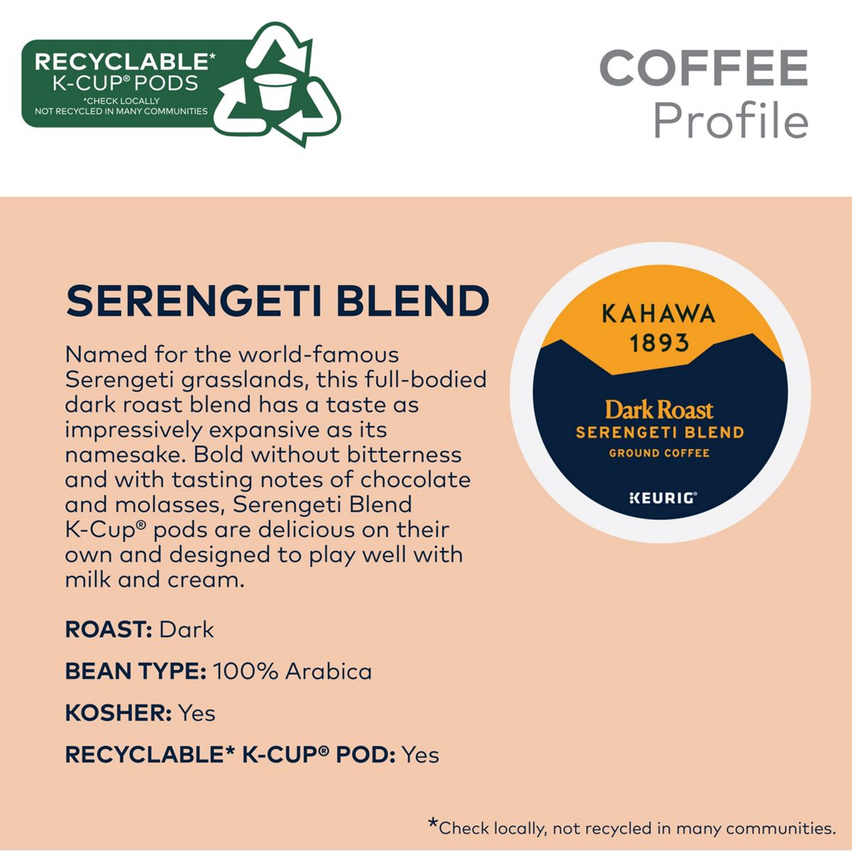 Kahawa 1893 Serengeti Blend Coffee K-Cup Pods