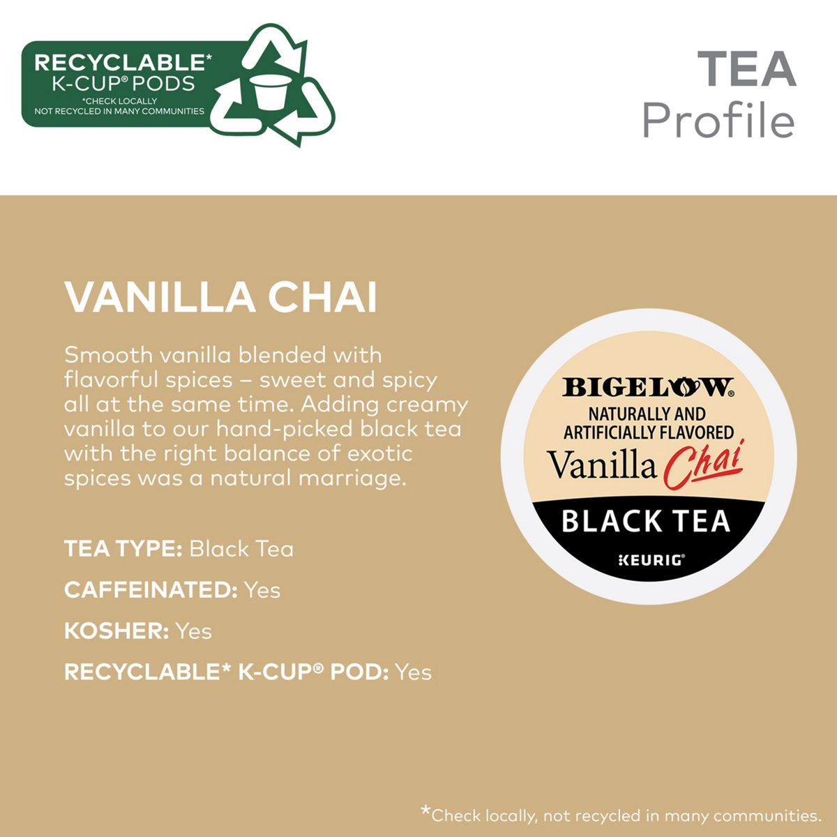 Bigelow Vanilla Chai Tea K-Cup Pods