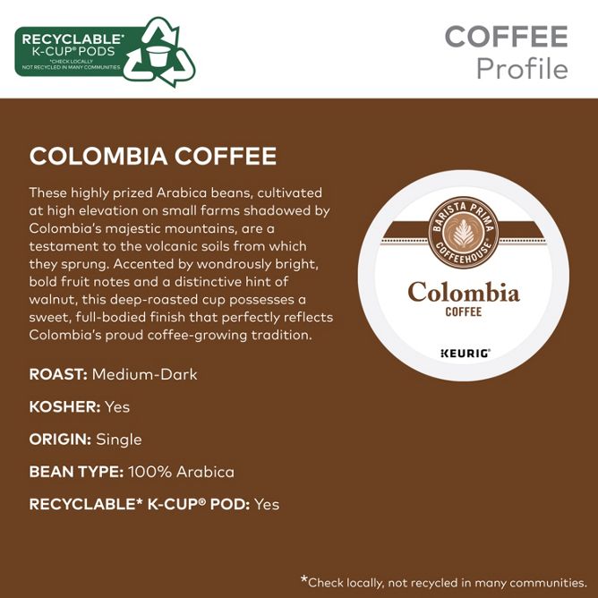 Barista Prima Coffee Colombia Coffee K-Cup Pods