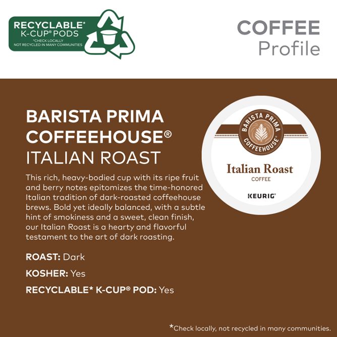 Barista Prima Coffee Italian Roast K-Cup Pods