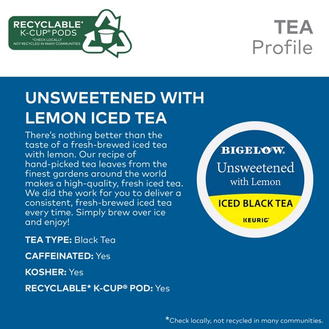 Bigelow Tea Black Tea with Lemon Unsweetened K-Cup Pods
