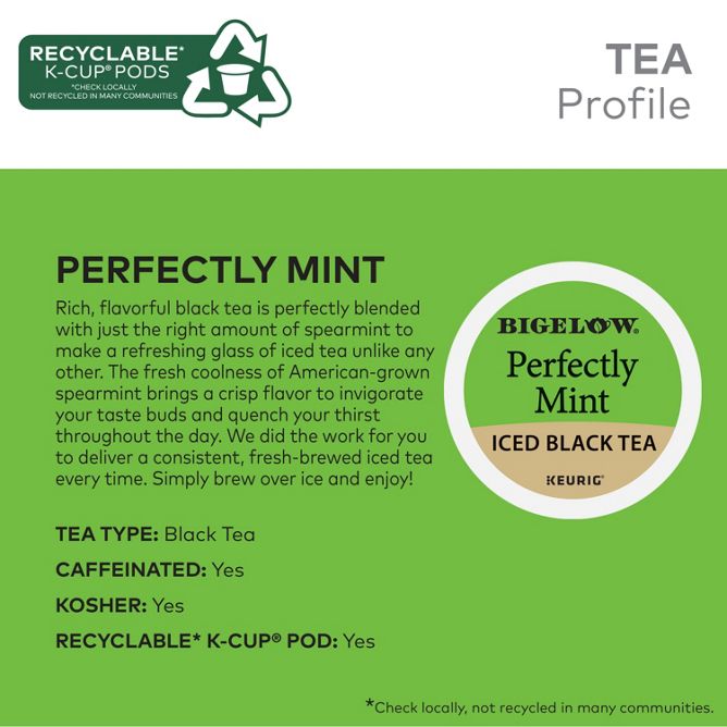 Bigelow Tea Perfectly Mint Iced Black Tea K-Cup Pods